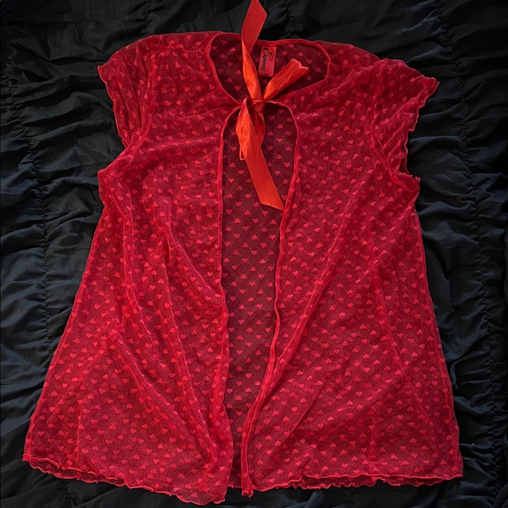 Sheer heart print top